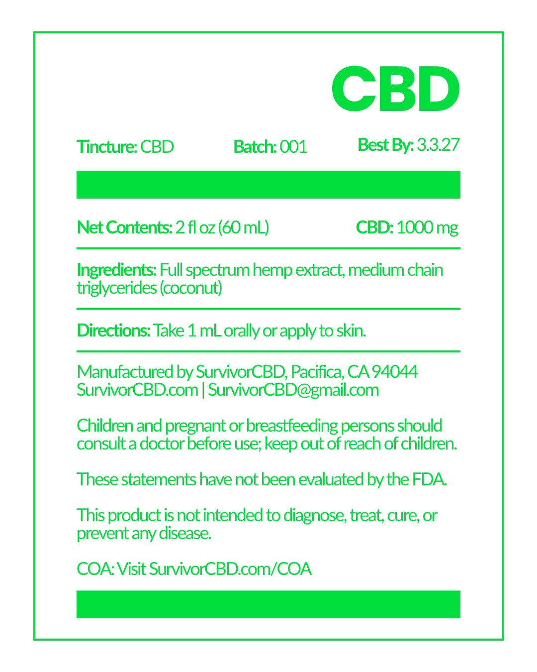 SurvivorCBD: Tincture + Roller